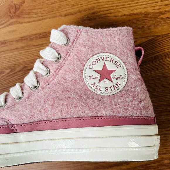 ❤️Converse Chuck 70 Hi Womens Shoes Sneakers 8.5 Pink Winter Faux Mohair A07943C - Picture 10 of 11